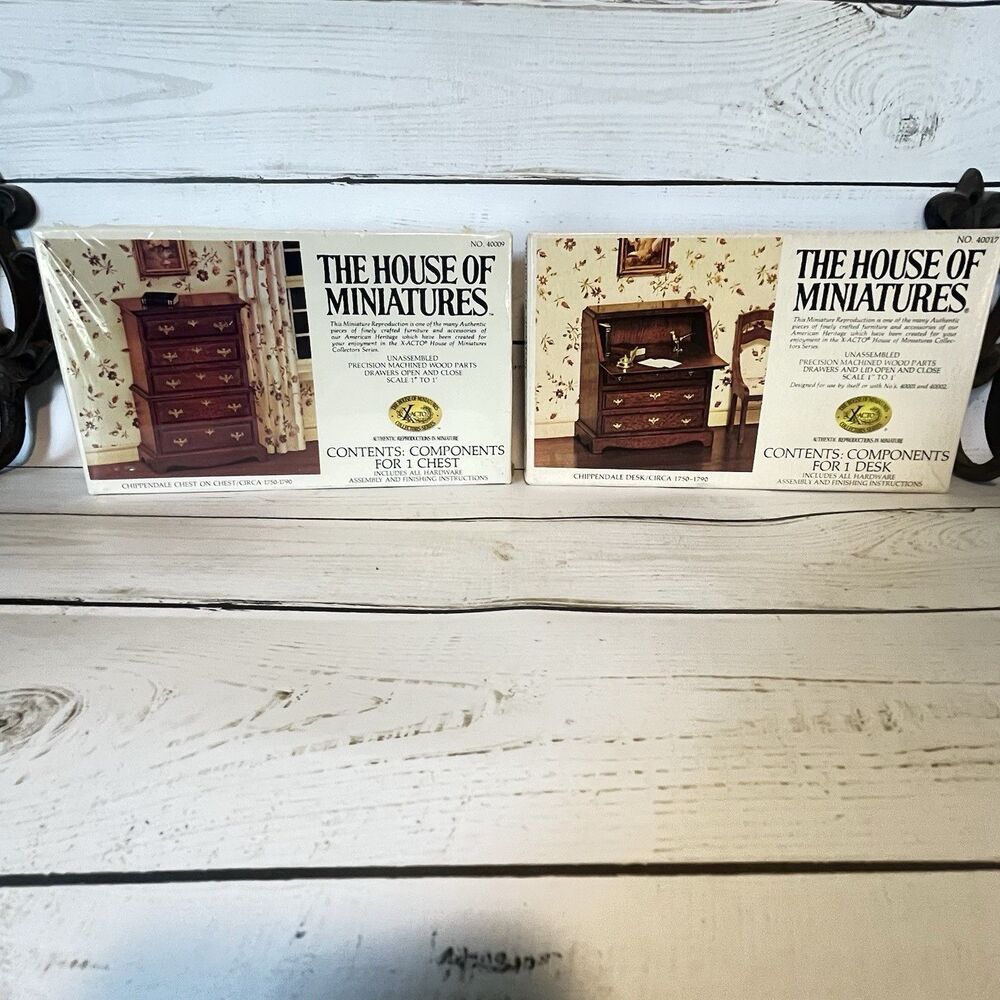 House of Miniatures Kit Sets  Georgian Chippendale 3-Drawer Chest & Desk New